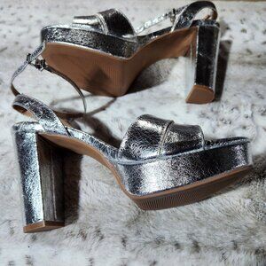 NEW Torrid Silver Metallic Platform Block Heel Sandals sz 11W